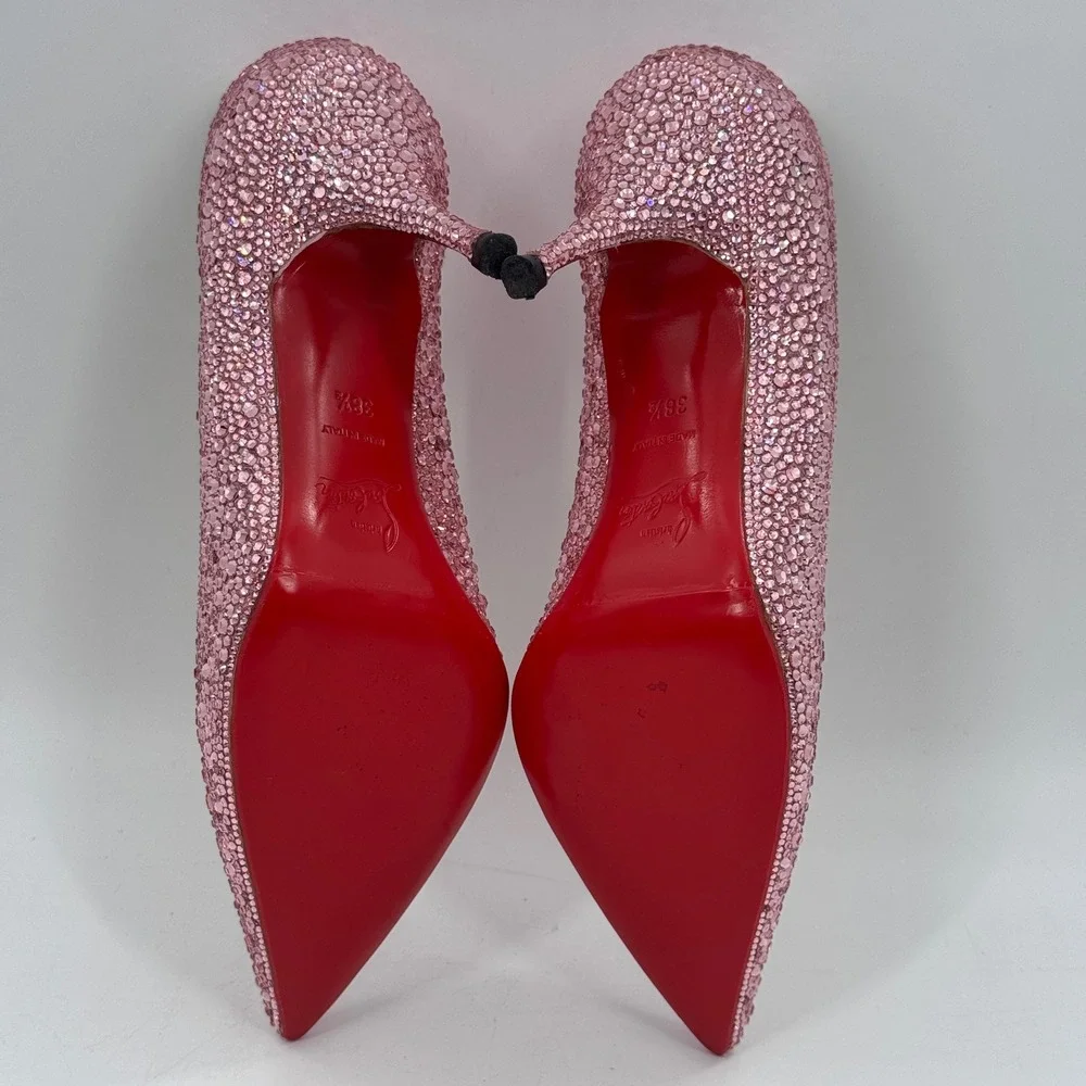 Christian Louboutin Swarovski Crystal Strass Pumps Blush Pink Heels 38.5